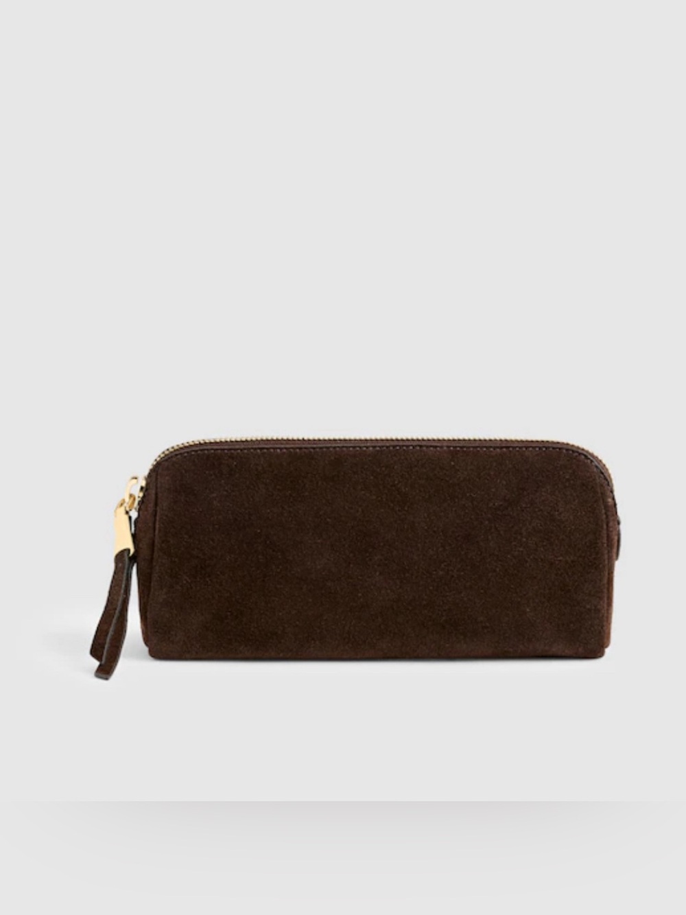 Madewell The Makeup Pouch in Dark Carob Suede Leather